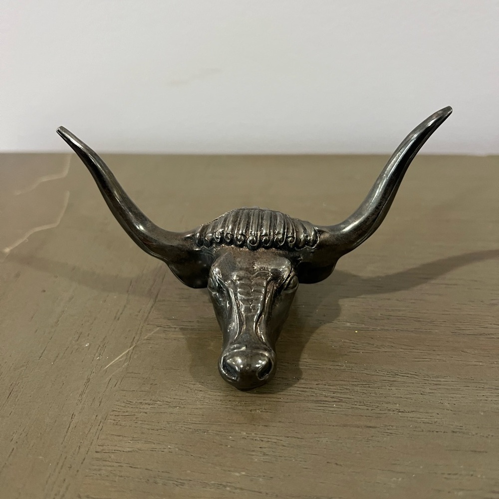 Gorham Silverplate Longhorn Bull Paperweight Vintage Western Americana
